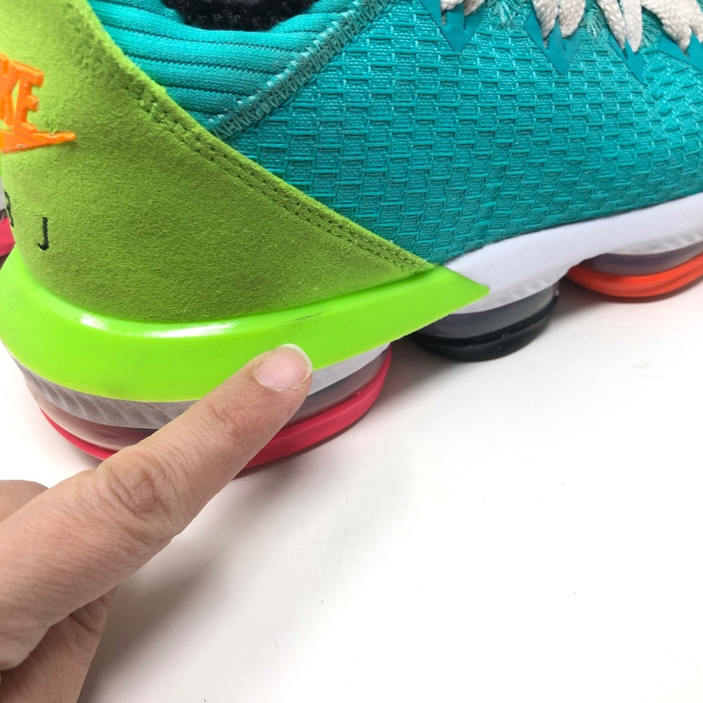 Nike LeBron 16 Low Mens 7.5 Basketball Shoes Hyper Jade Orange Green CI2668-301 - Picture 9 of 15